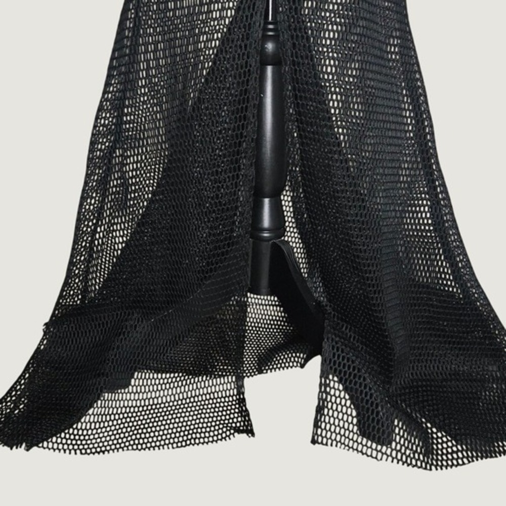 CQ by CQ Black Mesh Mermaid Maxi Dress Open Back Plunge Neck Size M - Picture 7 of 9